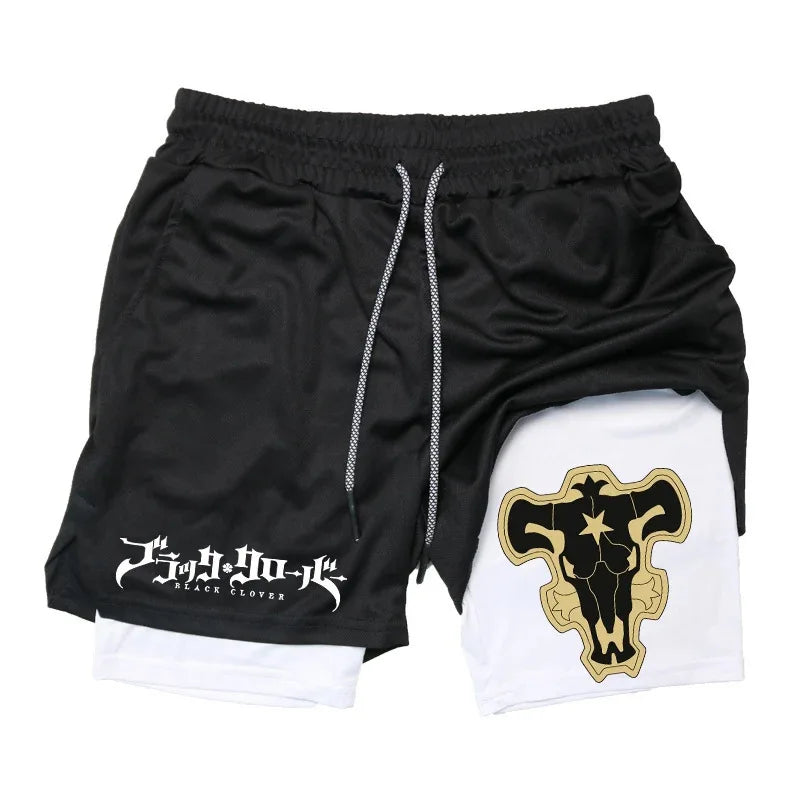 Anime Print 2-in-1 Running Shorts – Quick Dry