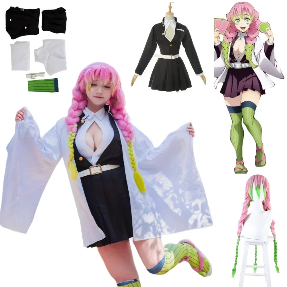 Mitsuri Kanroji Cosplay Costume with Wig – Demon Slayer