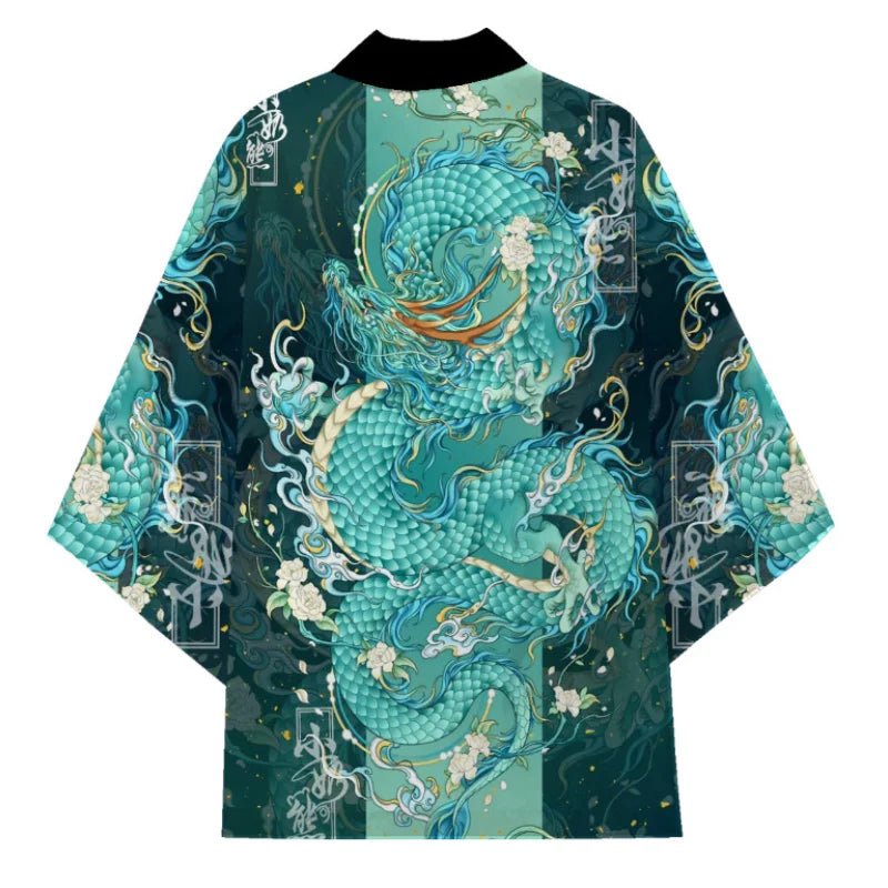 Green Dragon Haori Kimono – Japanese Samurai Cardigan