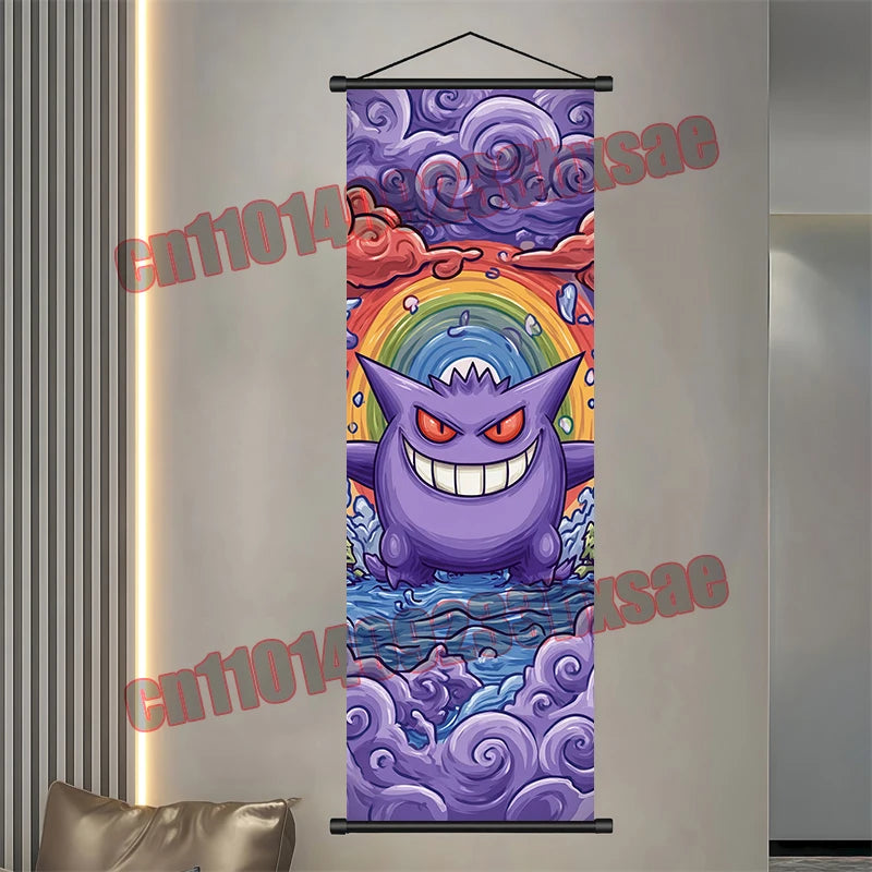 Pokémon Scroll Poster – Gengar, Eevee & Pikachu Wall Art