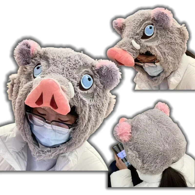 Inosuke Boar Head Plush Hat – Demon Slayer Cosplay Prop
