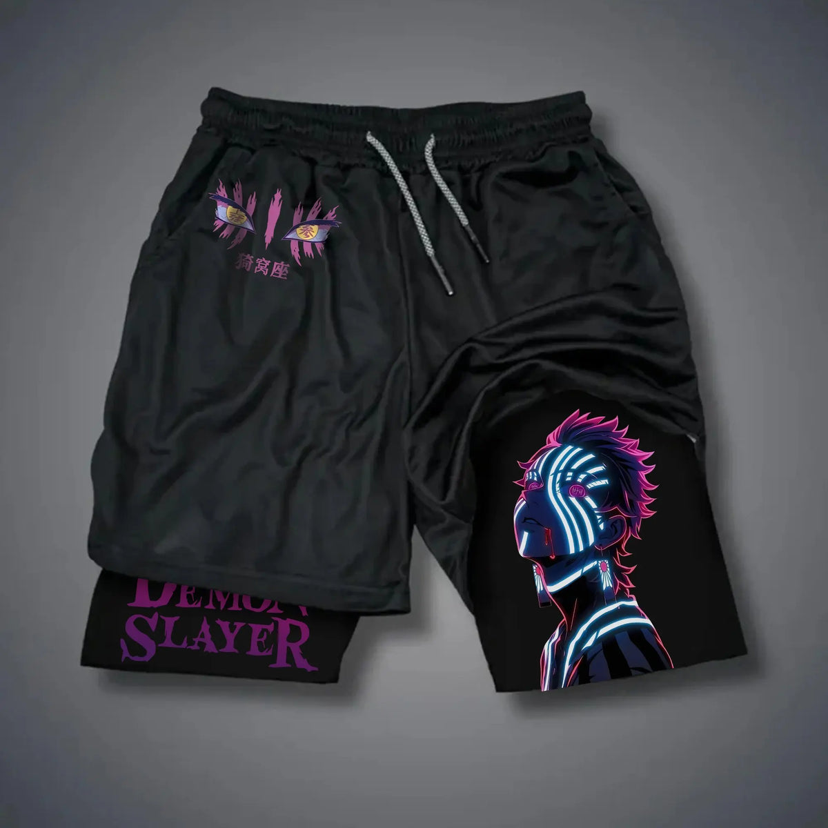 Demon Slayer Double-Layer Gym Shorts – Anime Print