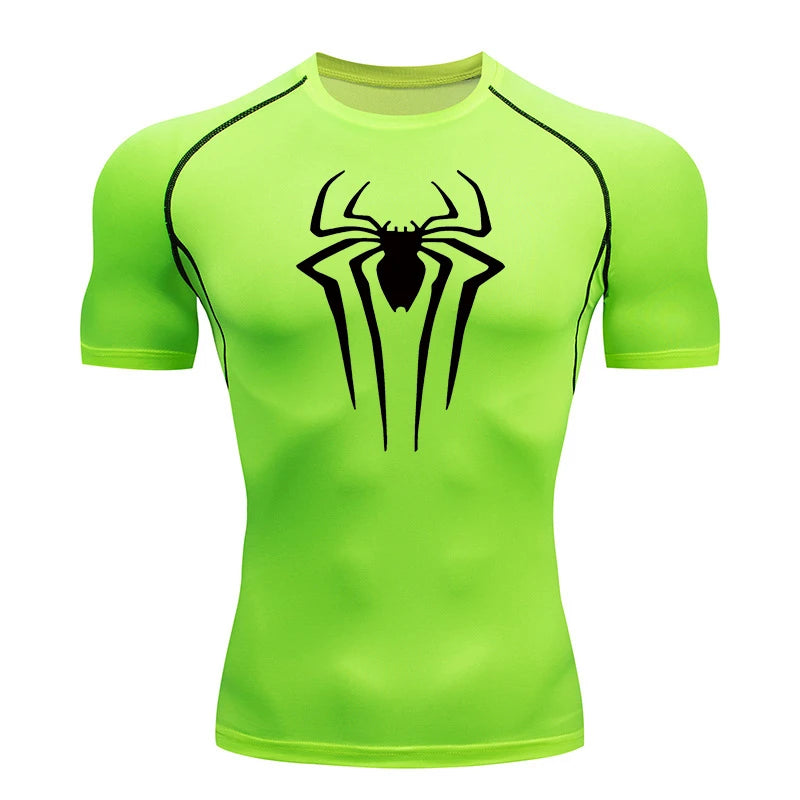 Spider Print Compression Gym Shirt – Quick Dry