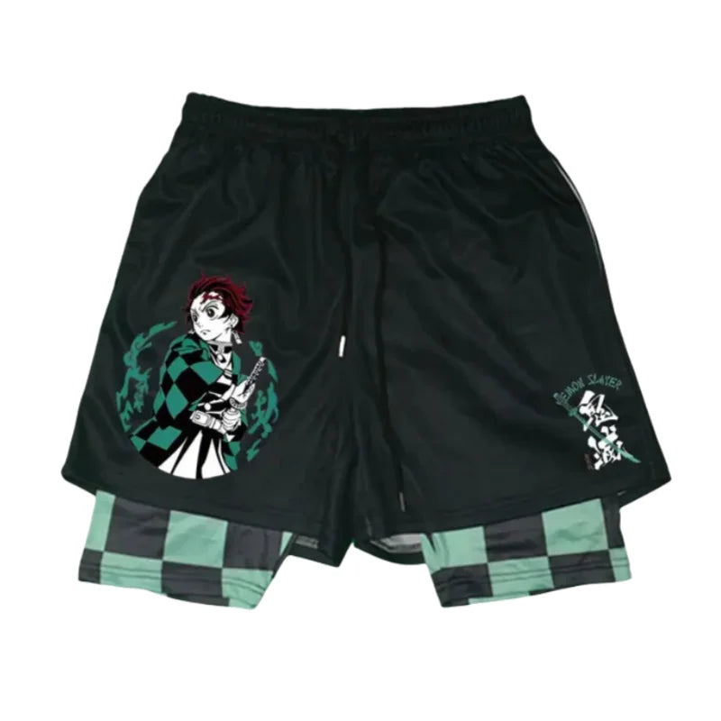 Demon Slayer Symbols Double-Layer Gym Shorts
