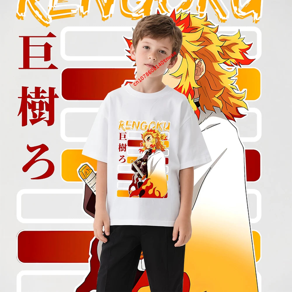 Rengoku Kyojuro Kids T-Shirt – Demon Slayer Cotton Tee