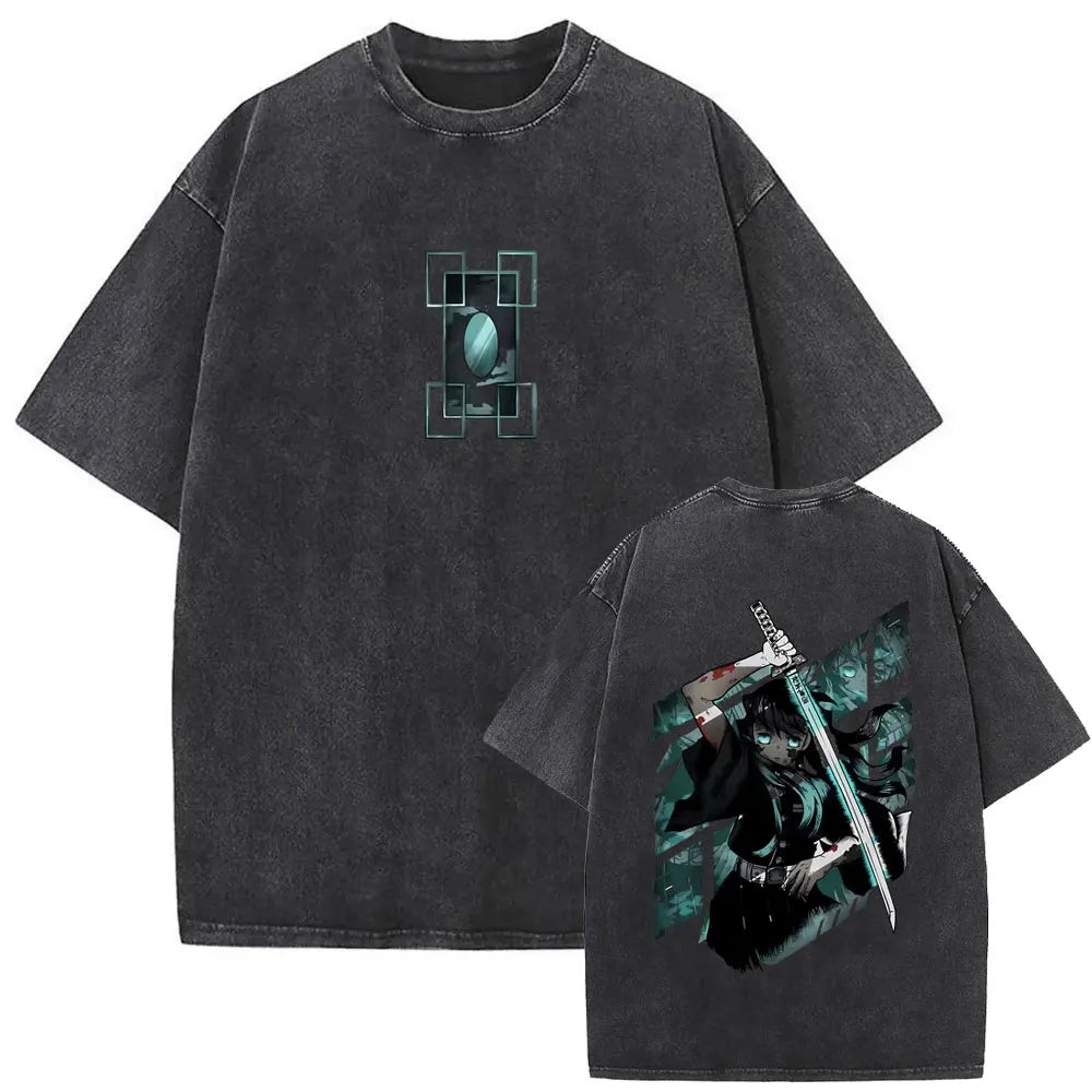 Demon Slayer Vintage Graphic T-Shirt – Oversized Anime Streetwear