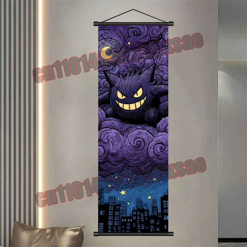 Pokémon Scroll Poster – Gengar, Eevee & Pikachu Wall Art