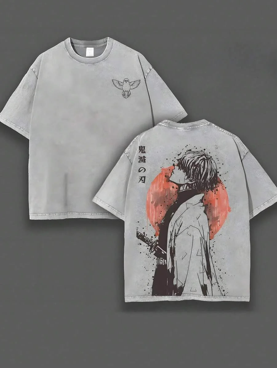 Zenitsu Vintage Washed T-Shirt – Demon Slayer Anime Tee
