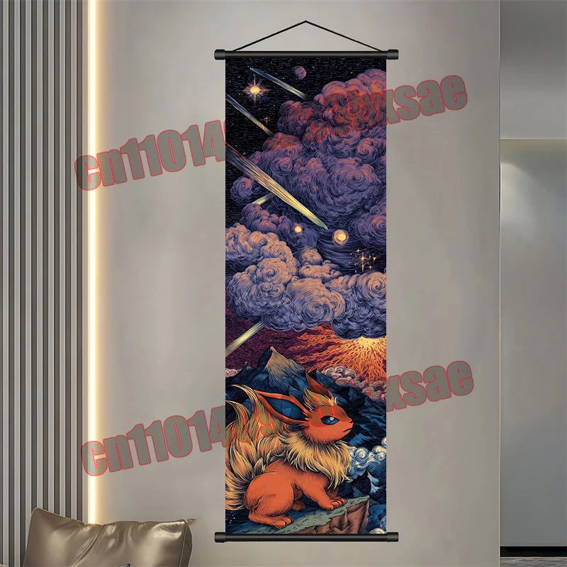 Pokémon Scroll Poster – Gengar, Eevee & Pikachu Wall Art