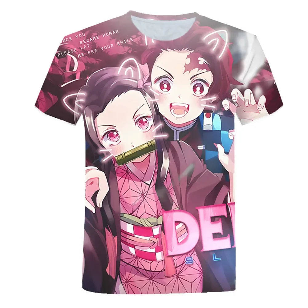 Demon Slayer 3D Print T-Shirt – Harajuku Anime Tee