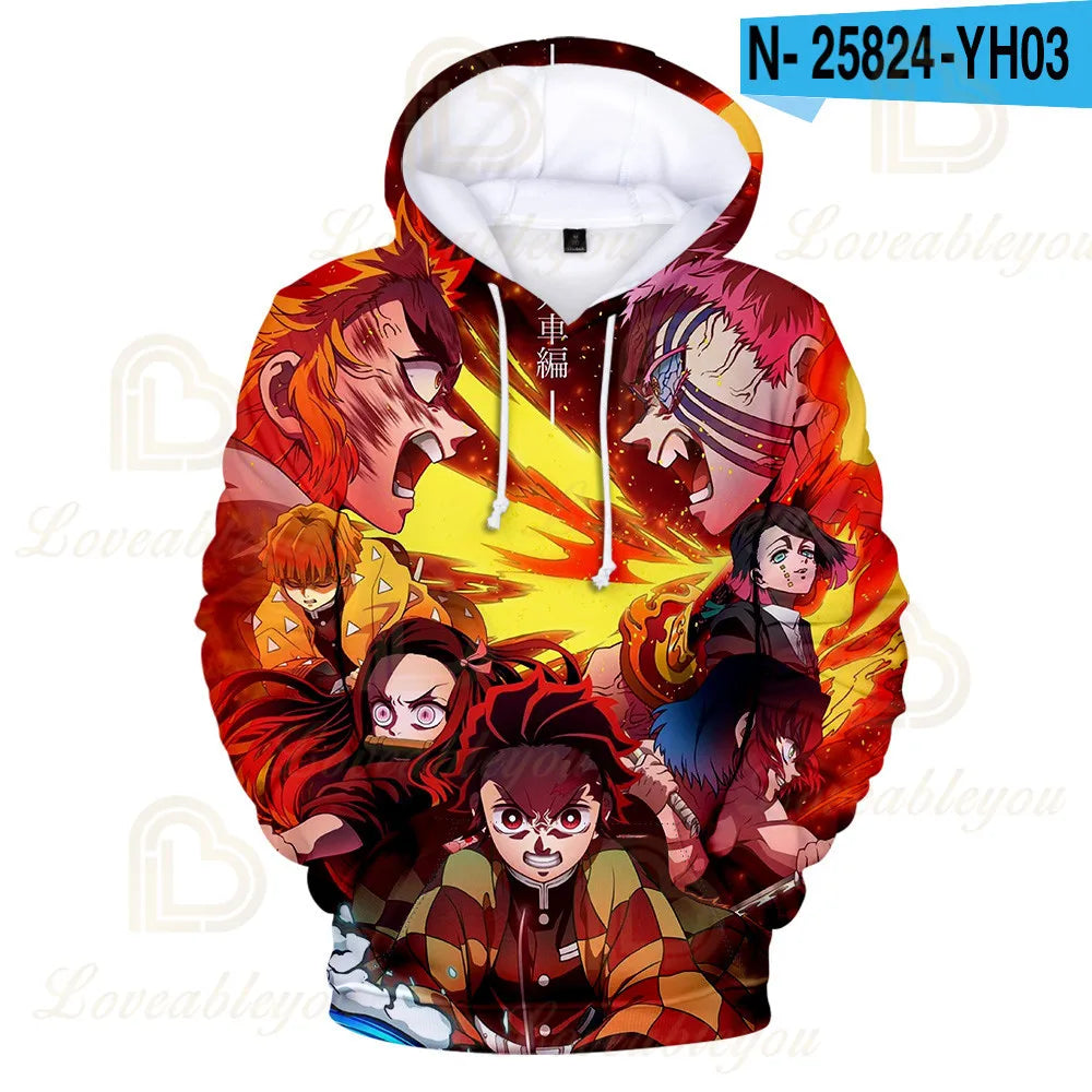Shinobu & Rengoku 3D Hoodie – Demon Slayer Anime Sweatshirt