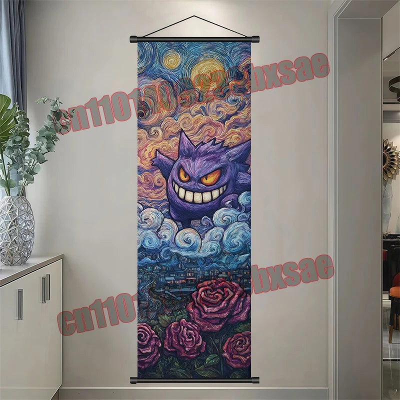 Pokémon Scroll Poster – Gengar, Eevee & Pikachu Wall Art