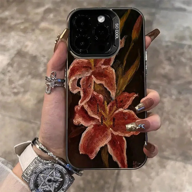 Painted Lily Flower iPhone Case – Hard Cover