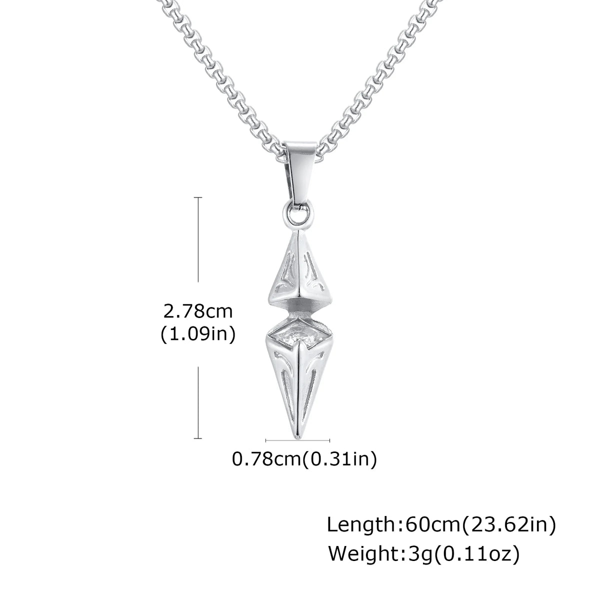 Blue Stone Cube Pendant Necklace – Men's Stainless Steel