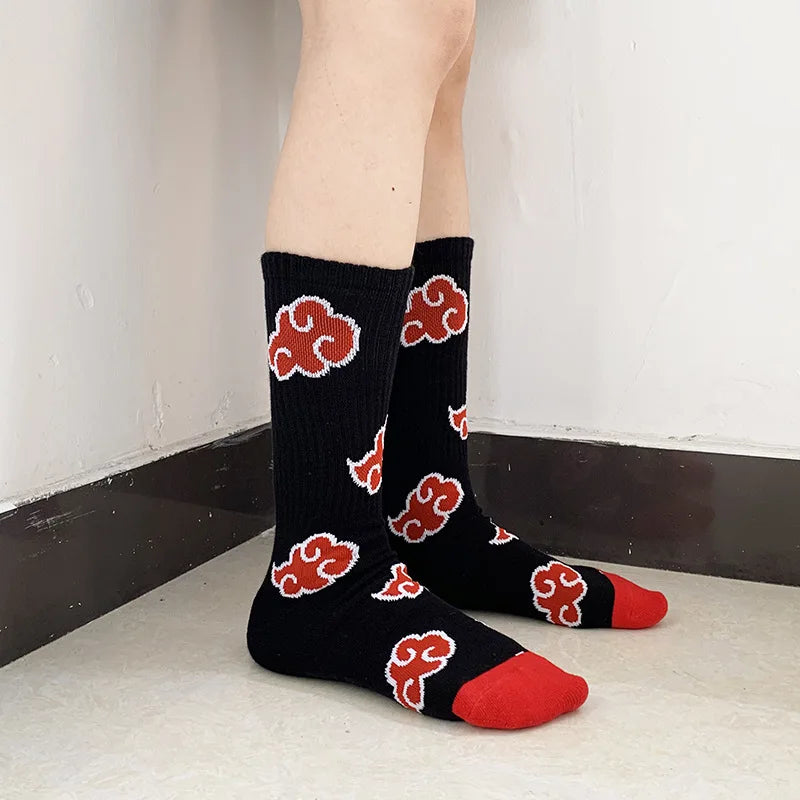 Akatsuki Red Cloud Socks – Naruto Anime Cotton Socks