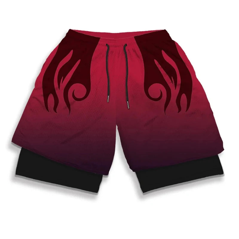 Anime 3D Print 2-in-1 Gym Shorts