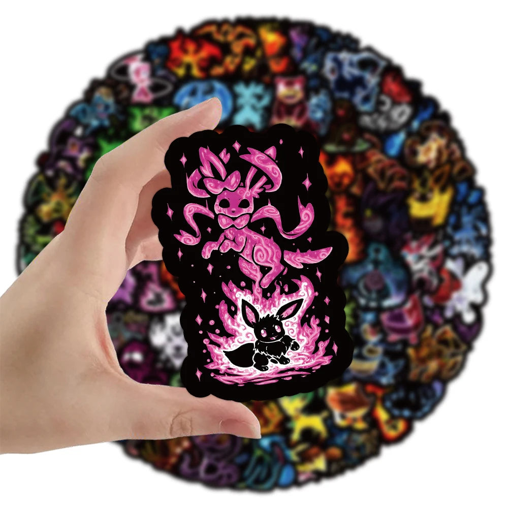 Neon Light Pokémon Sticker Pack – Cartoon Decals