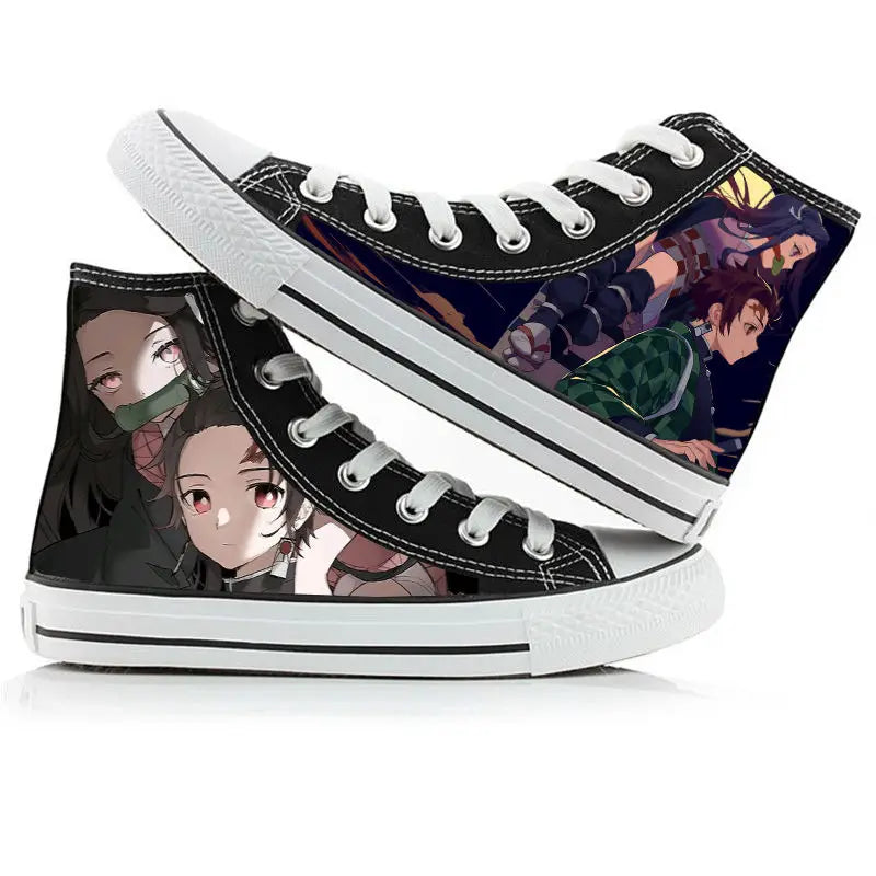 Demon Slayer High-Top Sneakers – Hand-Painted Anime Shoes