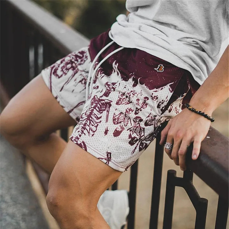 Skull Print Men's Casual Shorts – Streetwear