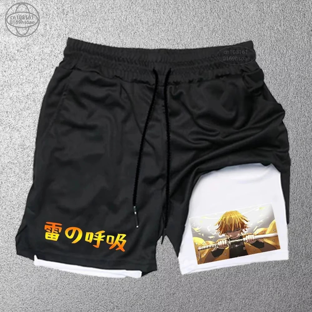 Demon Slayer 2-in-1 Quick Dry Gym Shorts