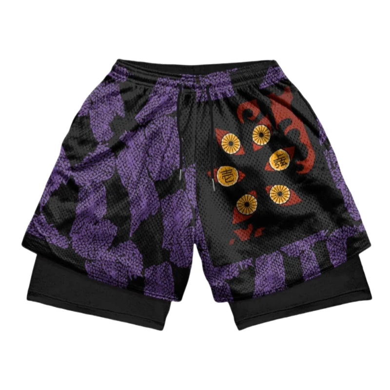 Demon Slayer Symbols Double-Layer Gym Shorts