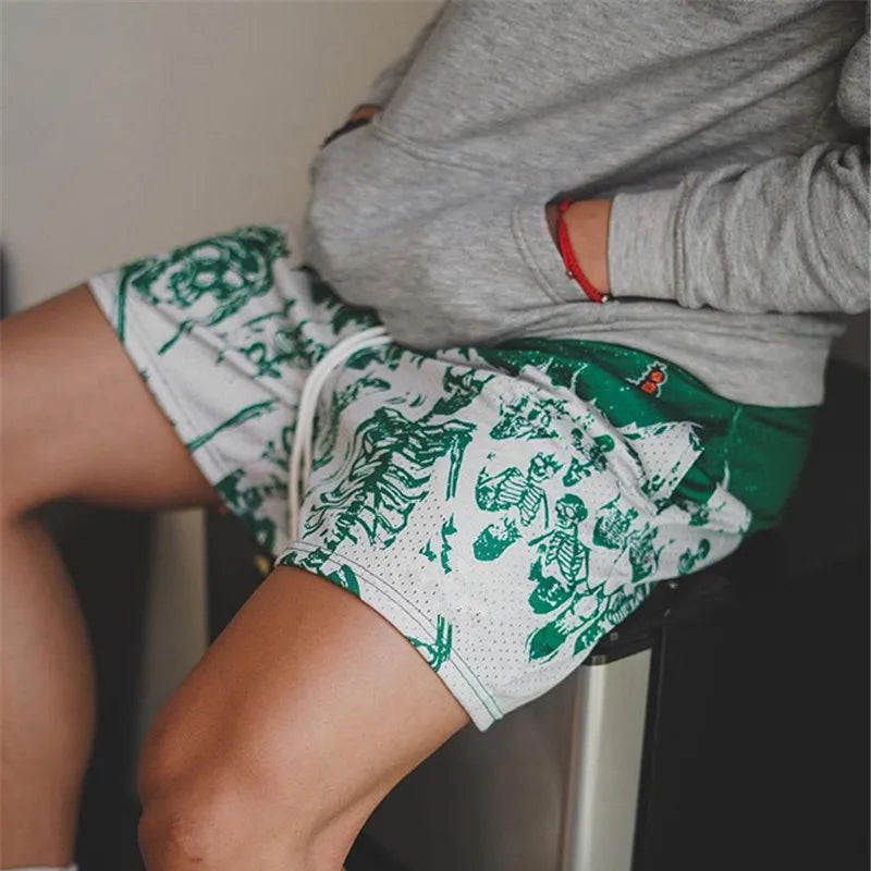 Skull Print Men's Casual Shorts – Streetwear