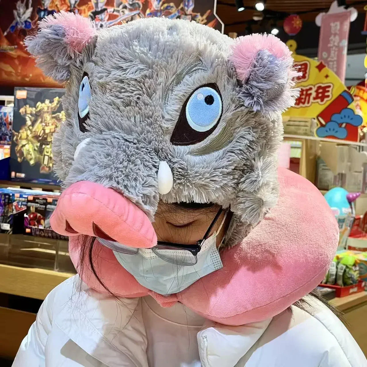 Inosuke Boar Head Plush Hat – Demon Slayer Cosplay Prop