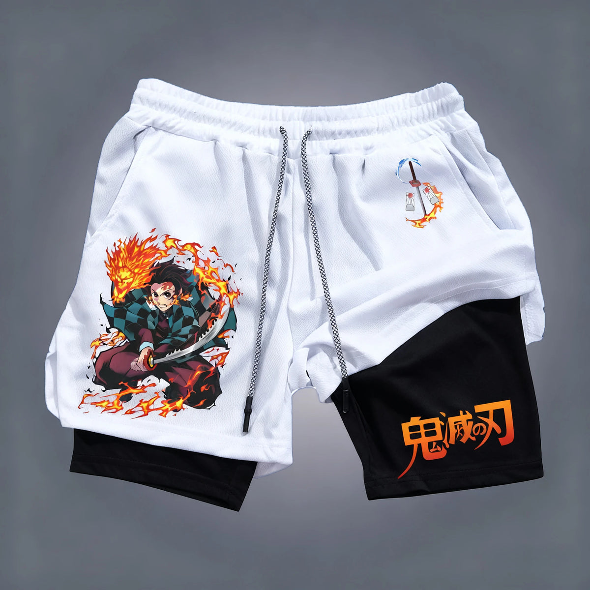 Demon Slayer Double-Layer Sports Shorts – Anime Print
