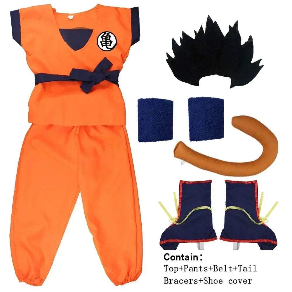 Goku Kids & Adult Cosplay Costume – Dragon Ball with Tail & Wig