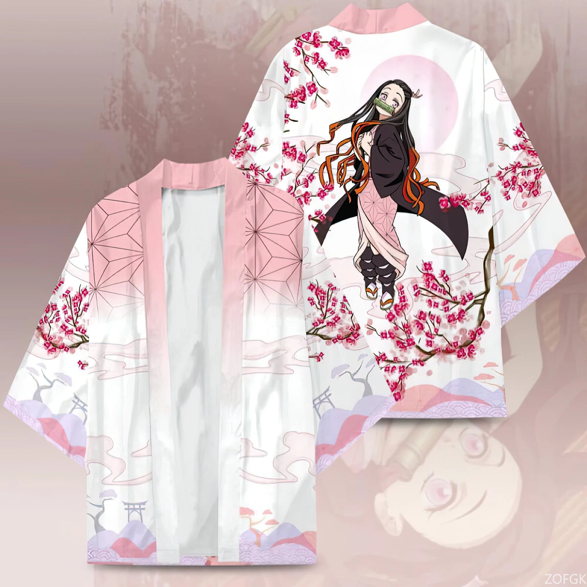 Tanjiro & Nezuko Haori Kimono – Demon Slayer Cosplay Cardigan