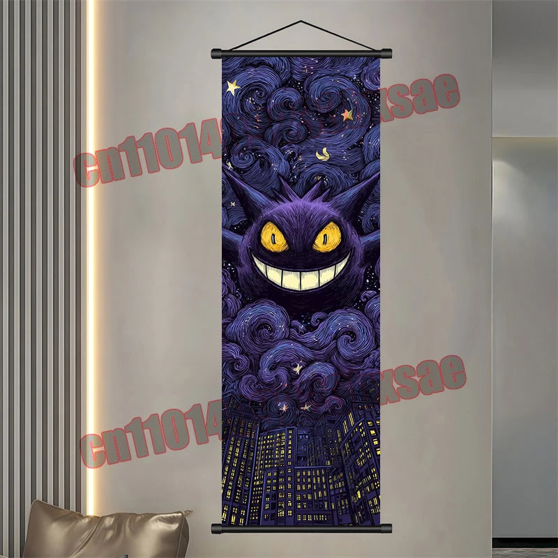 Pokémon Scroll Poster – Gengar, Eevee & Pikachu Wall Art