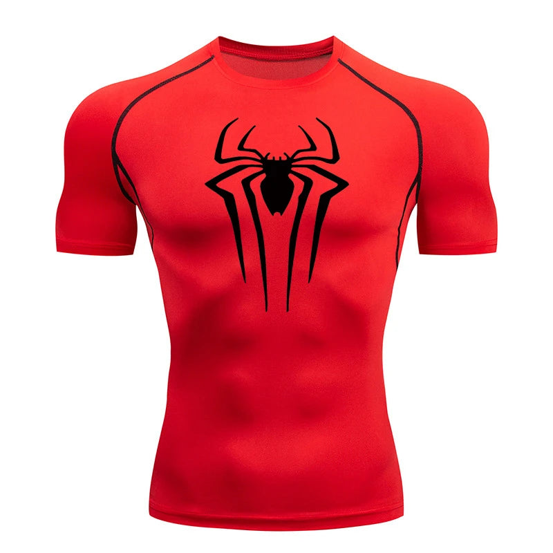 Spider Print Compression Gym Shirt – Quick Dry