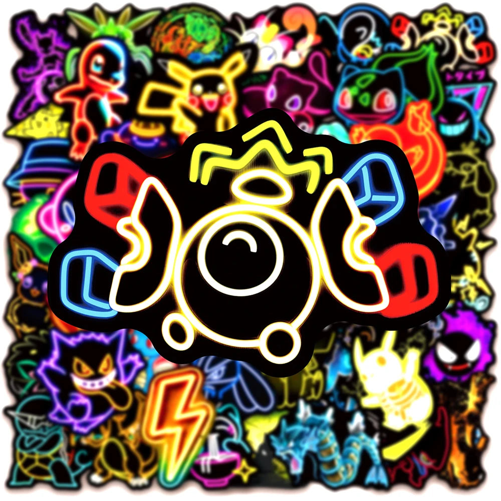 Neon Pikachu Pokémon Sticker Pack – Glow Decals
