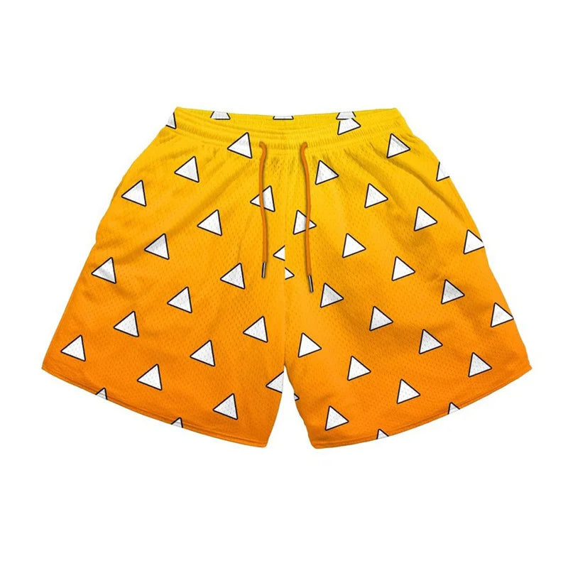 Anime 3D Print Gym Shorts with Pockets