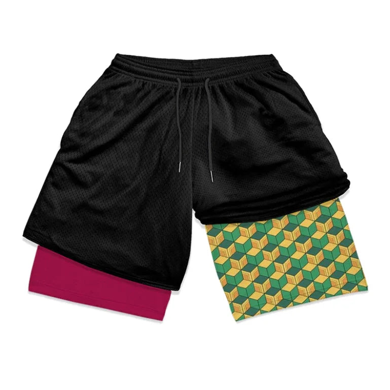 Demon Slayer Symbols Double-Layer Gym Shorts
