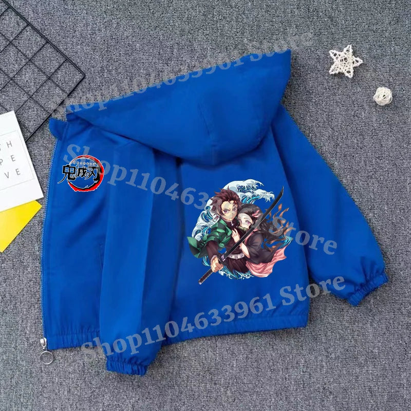 Demon Slayer Kids Windbreaker – Anime Sweatshirt Jacket