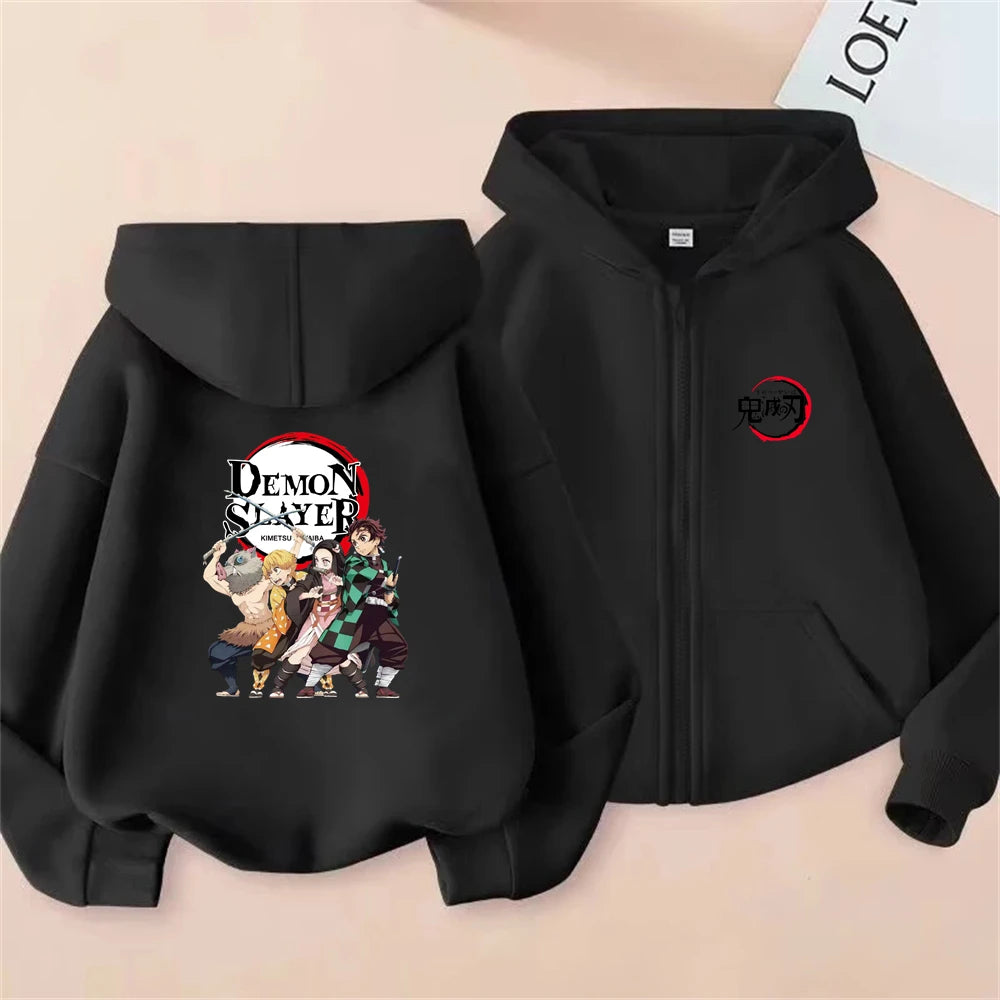 Demon Slayer Kids Zip Hoodie – Anime Sweatshirt