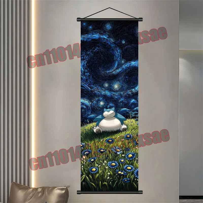 Pokémon Scroll Poster – Gengar, Eevee & Pikachu Wall Art