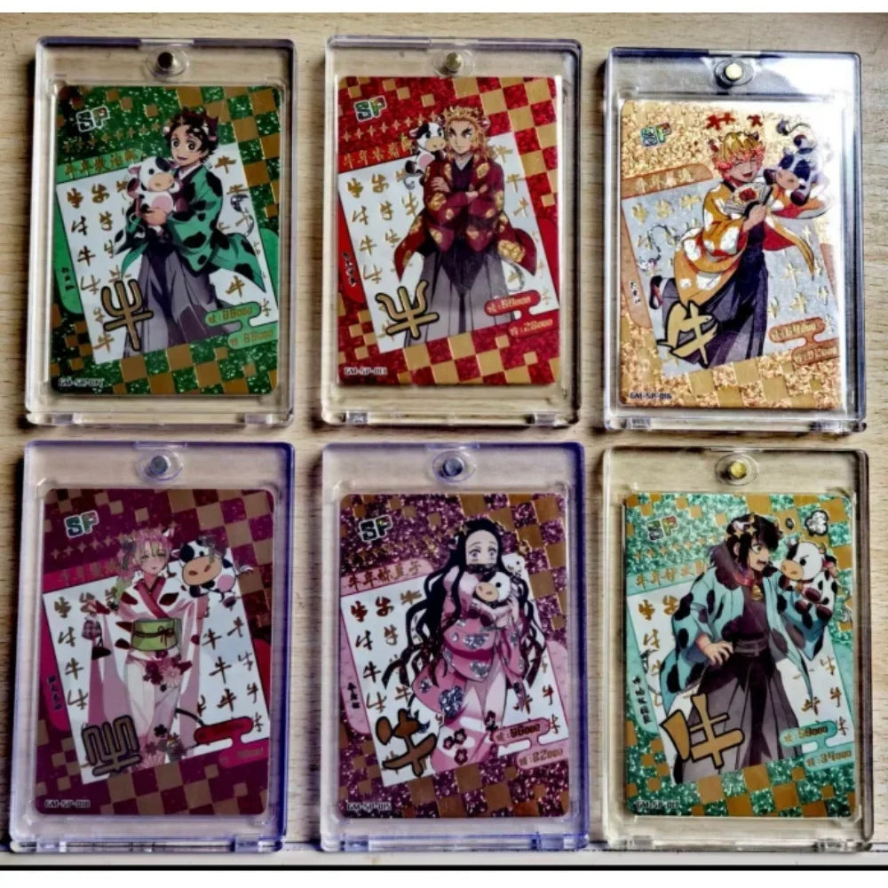 Anime Demon Slayer Kamado Nezuko Tanjiro Rengoku Kyojuro Kanroji Mitsuri Inosuke Zenitsu Game Collectible Card Toys
