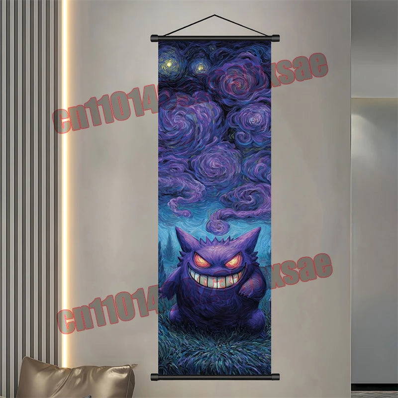 Pokémon Scroll Poster – Gengar, Eevee & Pikachu Wall Art