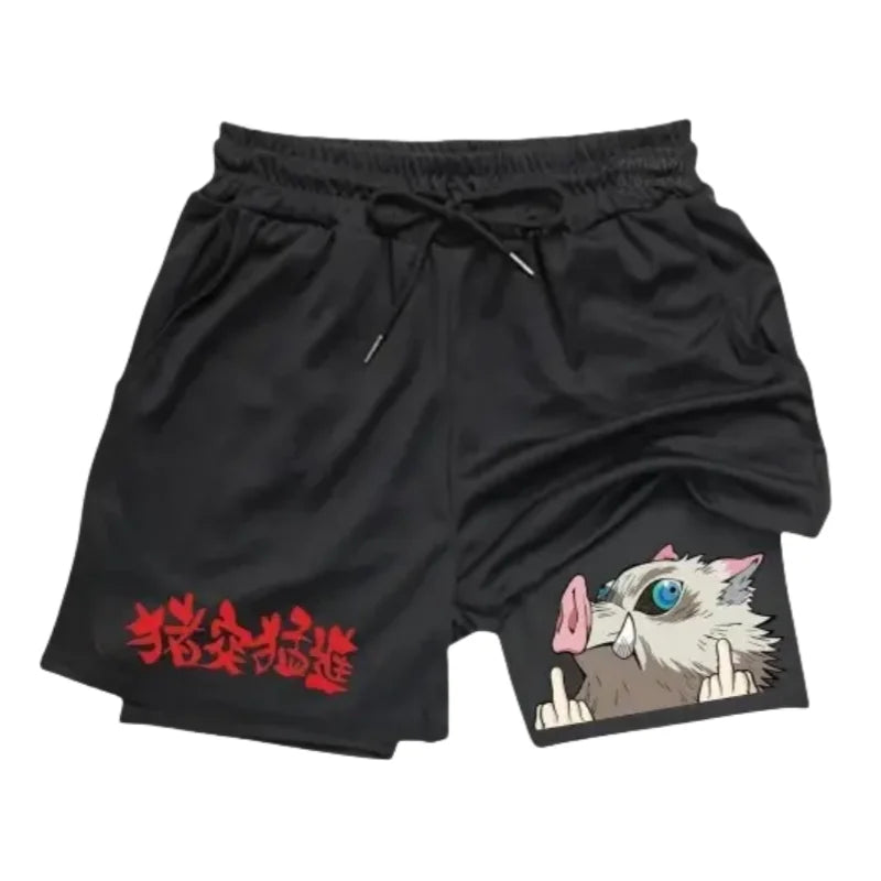 Demon Slayer Symbols Double-Layer Gym Shorts