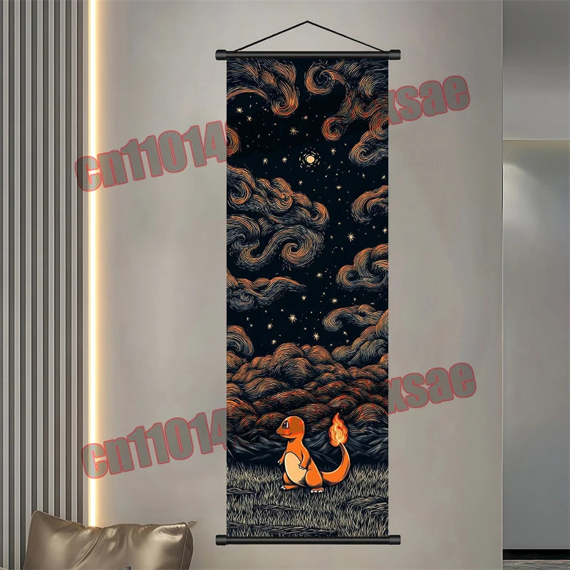 Pokémon Scroll Poster – Gengar, Eevee & Pikachu Wall Art