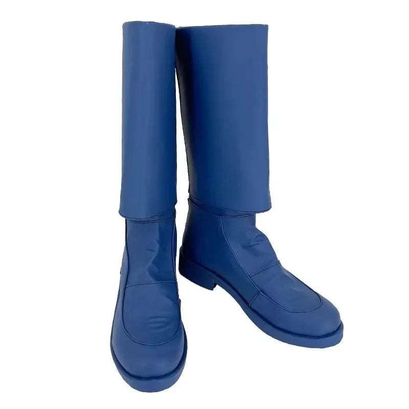 Golden Kamuy Saichi Sugimoto Cosplay Costume Shoes Blue Handmade Faux Leather Boots