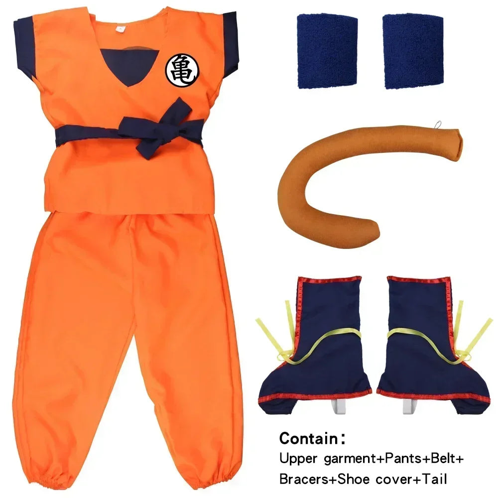 Goku Kids & Adult Cosplay Costume – Dragon Ball with Tail & Wig