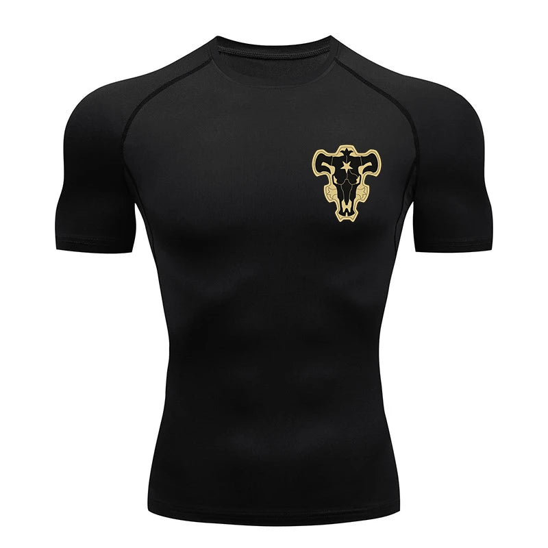 Bull Print Compression Gym Shirt – Quick Dry