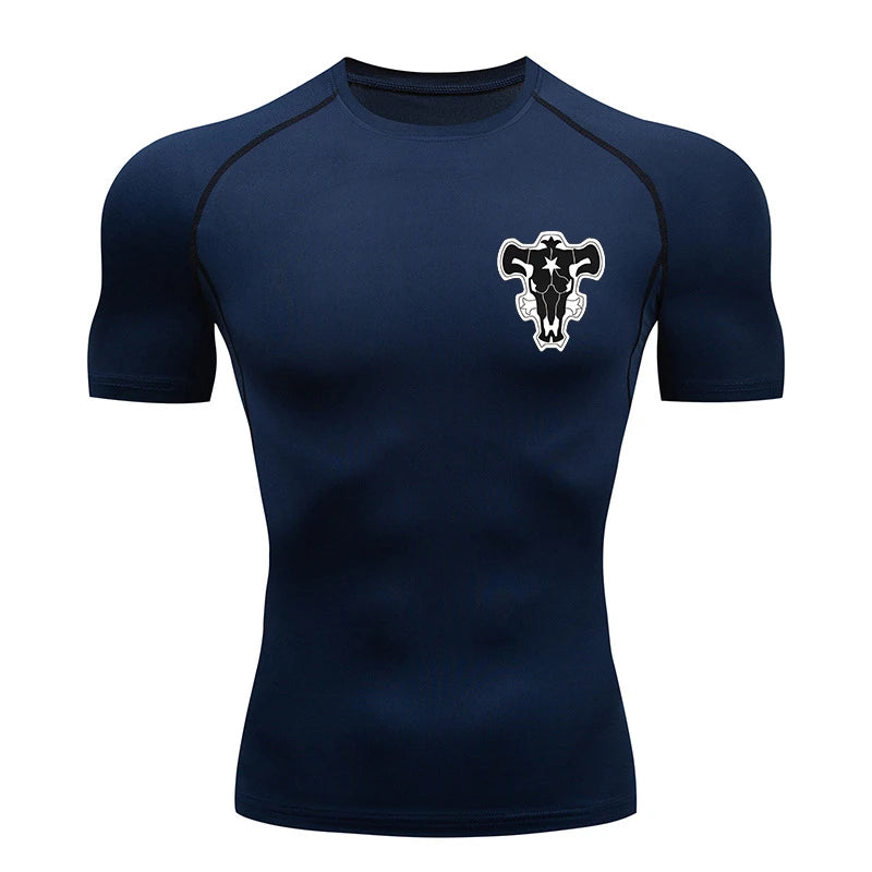 Bull Print Compression Gym Shirt – Quick Dry