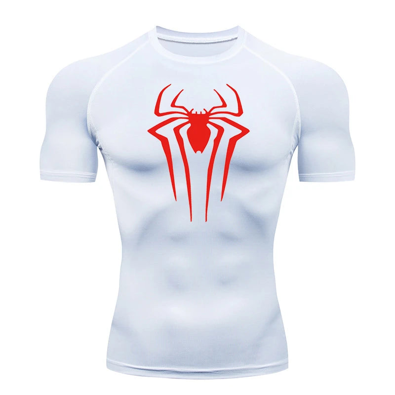 Spider Print Compression Gym Shirt – Quick Dry