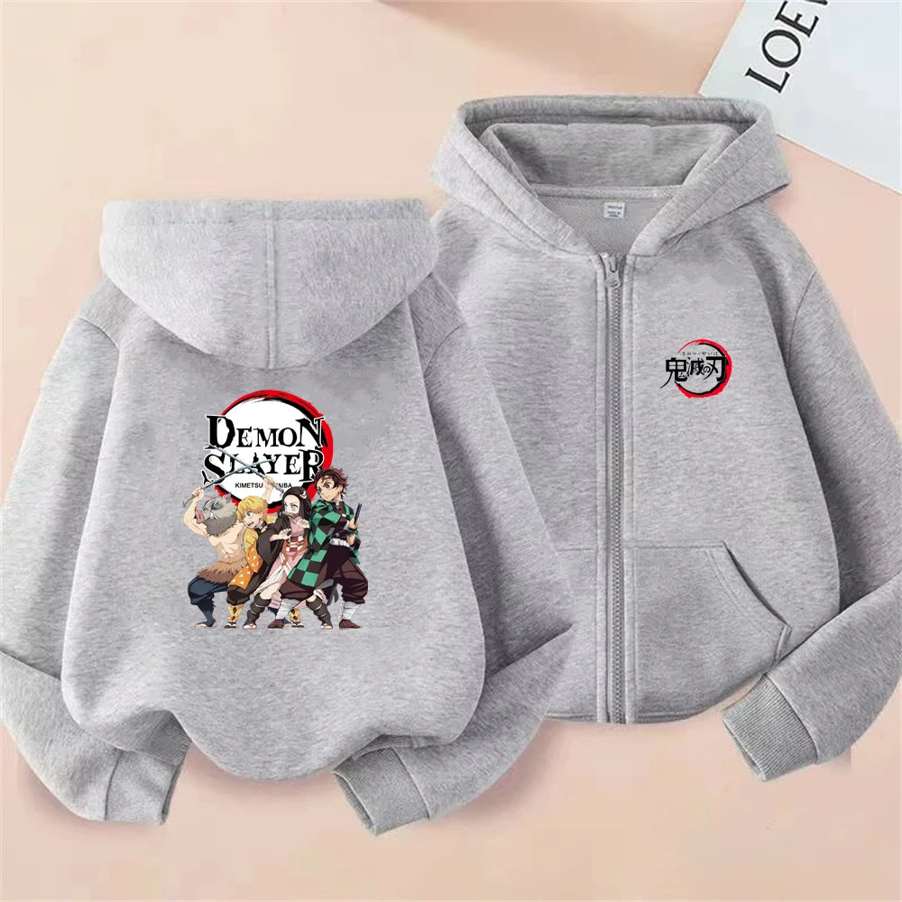 Demon Slayer Kids Zip Hoodie – Anime Sweatshirt