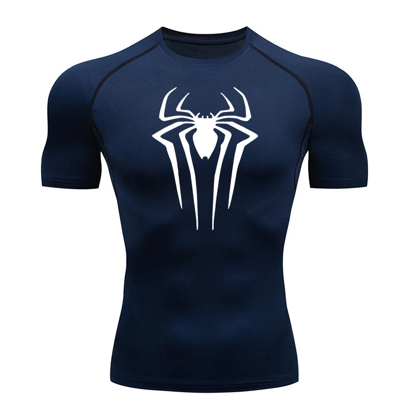 Spider Print Compression Gym Shirt – Quick Dry