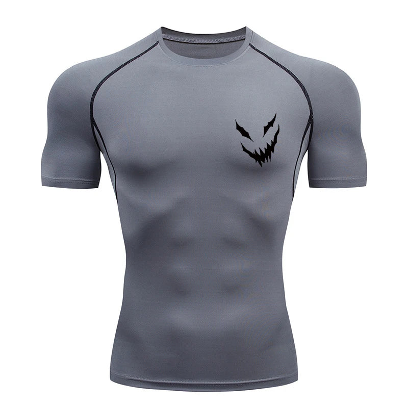 Bull Print Compression Gym Shirt – Quick Dry